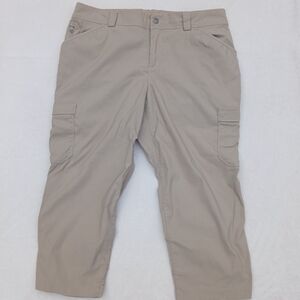 Duluth Trading Co Womens 16 Capri Dry on the Fly Khaki Beige Cargo Outdoor